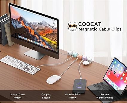 8-Pack Magnetic Cable Clips, Adjustable Cord Holder for Under Desk Cable Management - Image 4